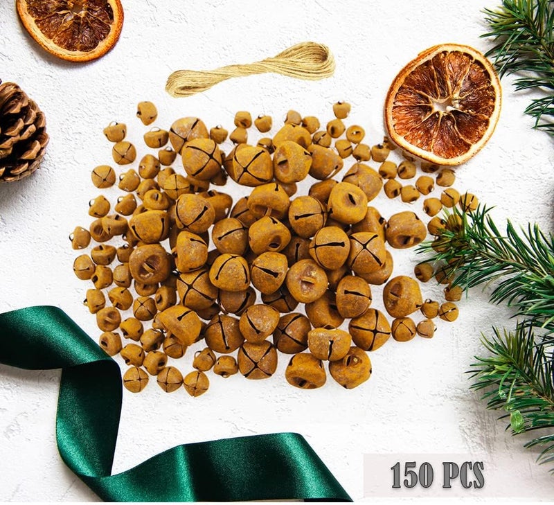 vibnumom 150 Pieces Christmas Rusty Bells Kit with A Jute Twine Vintage Country Primitive Craft Mini Jingle Bells Rustic Bells for Crafts Wreath Holiday Home Ornaments Christmas Trees Decoration (Mixed Size) - Image 3